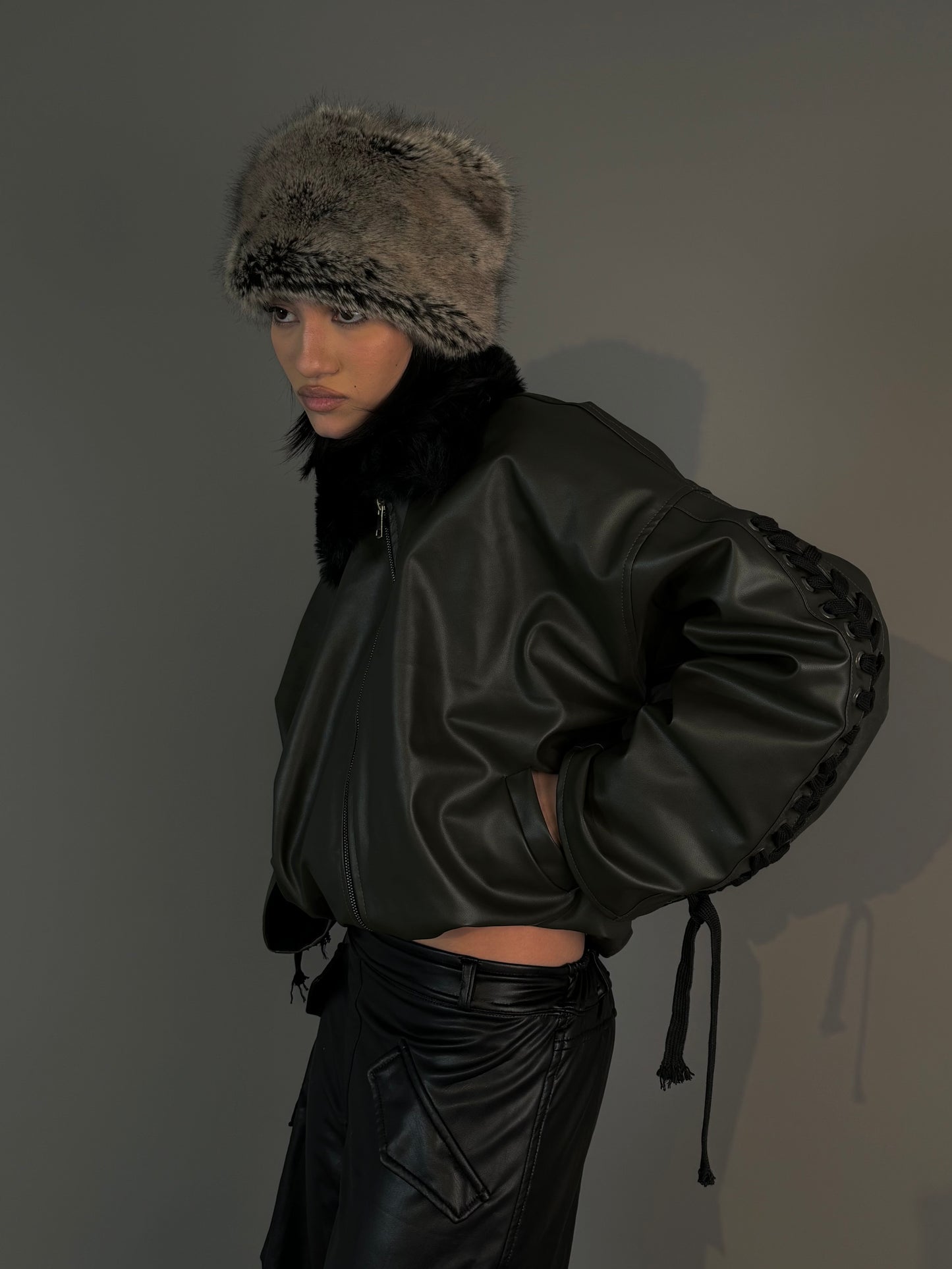 The leather x fur rider jacket.