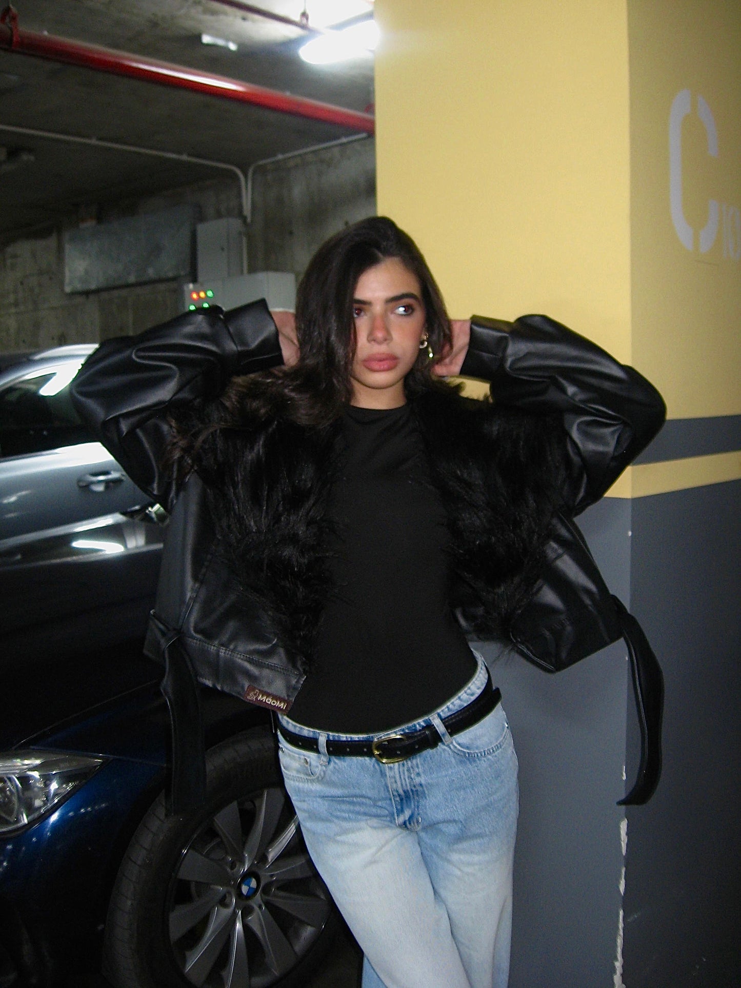 MaoMi’s double face leather jacket(Black)