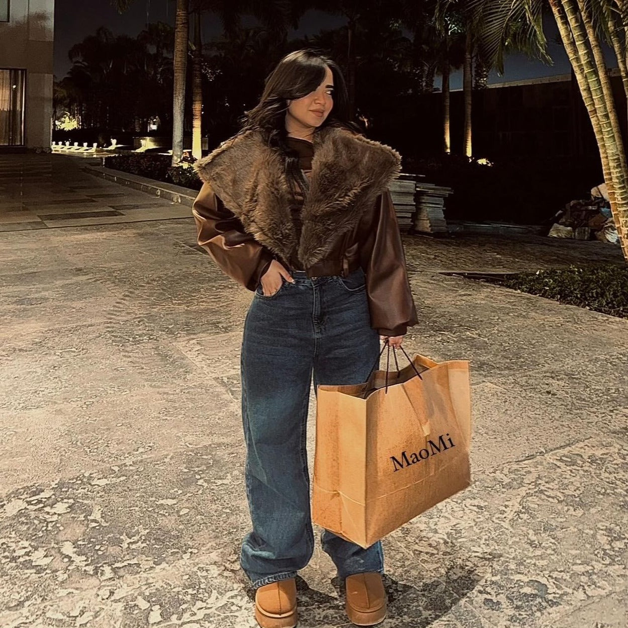 MaoMi’s double face leather jacket(Brown)