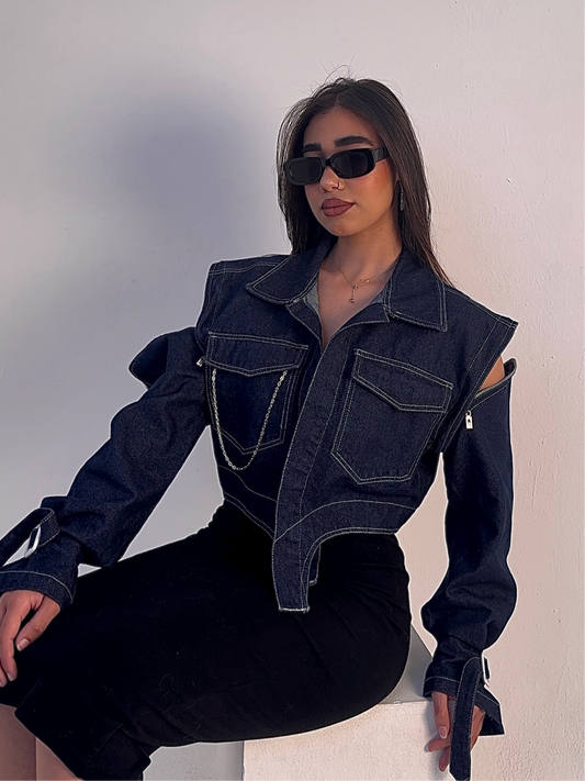 3 IN 1 DENIM JACKET x silver chain