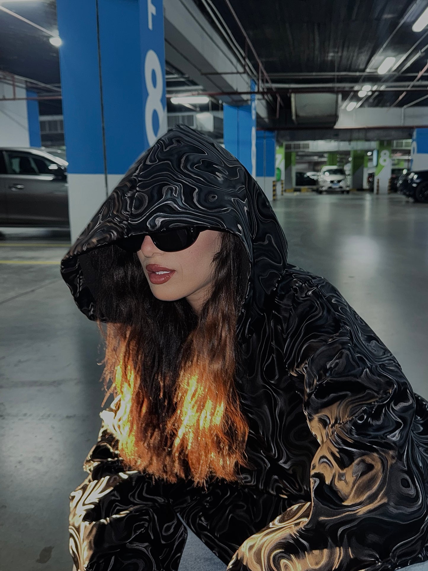 3D leather Hoodie.