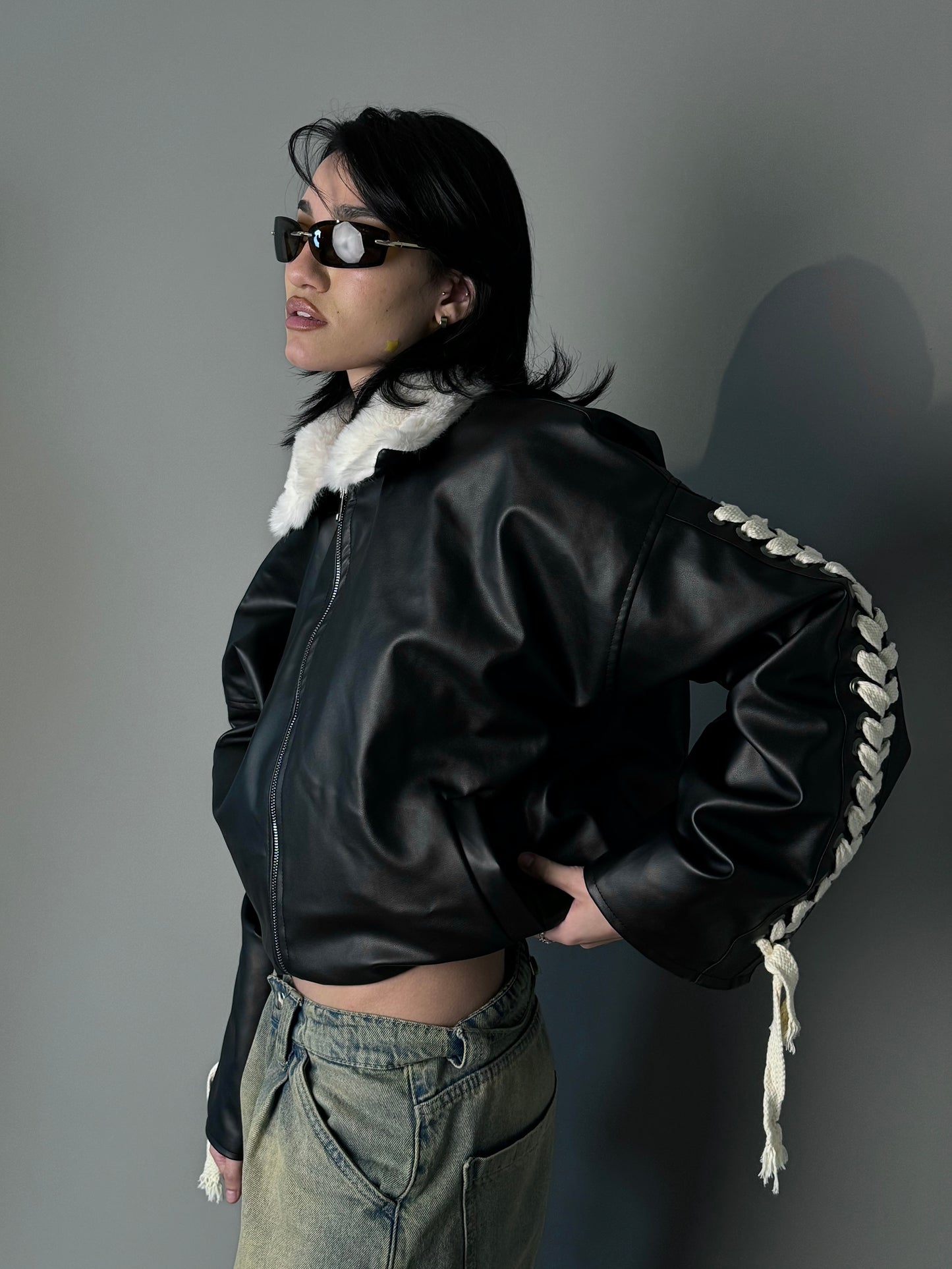 The leather x fur rider jacket.