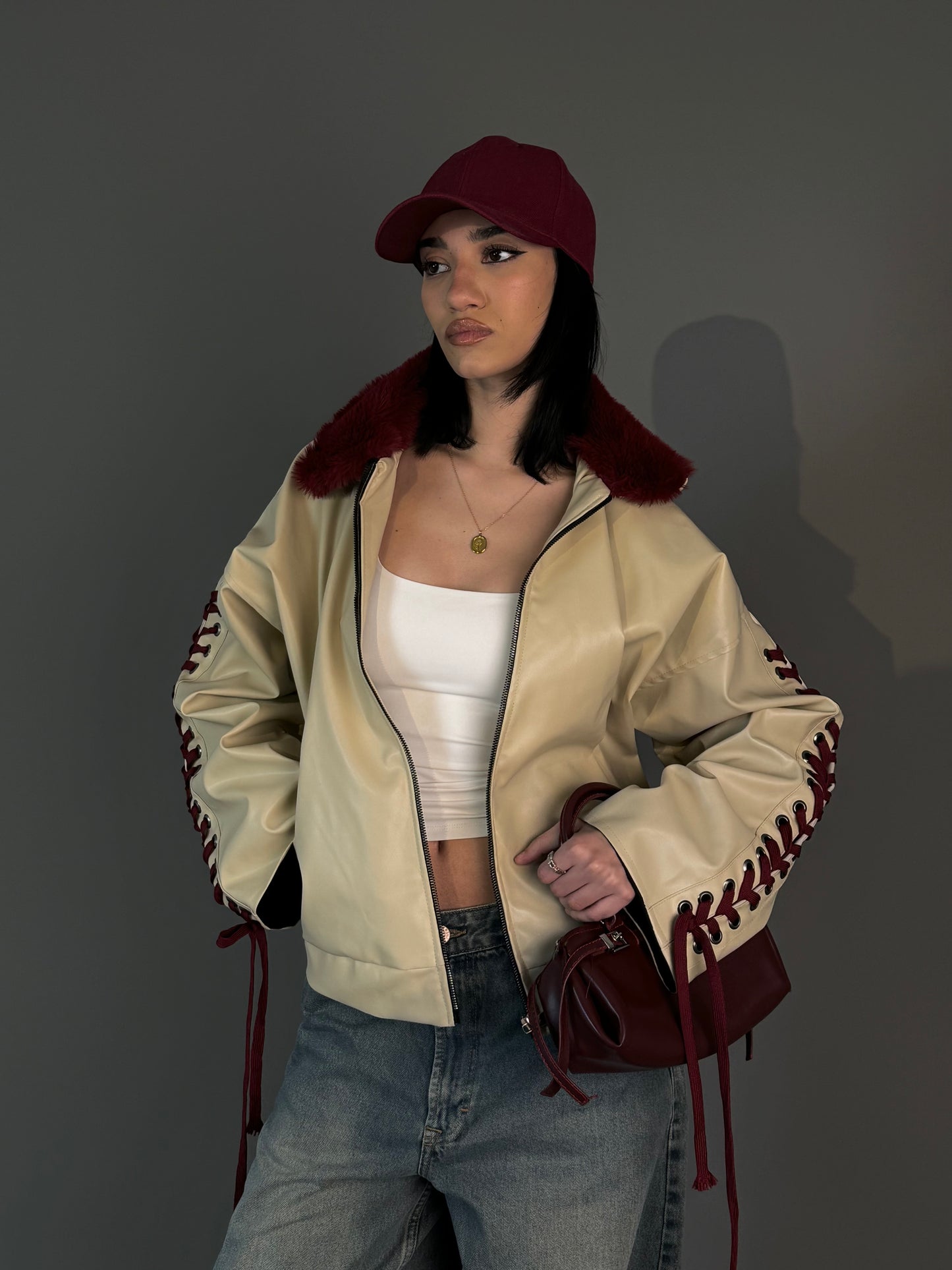 The leather x fur rider jacket.