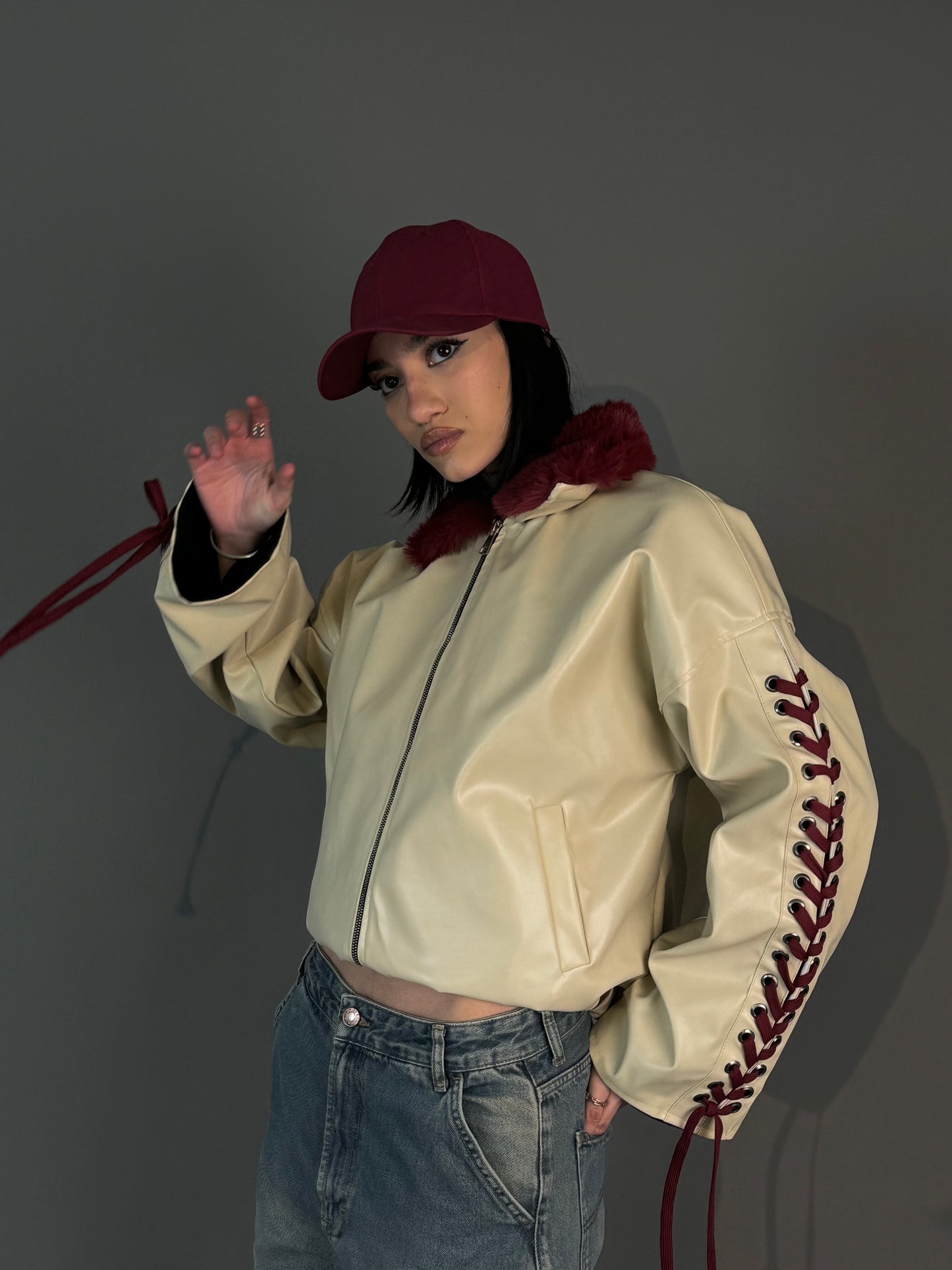 The leather x fur rider jacket.