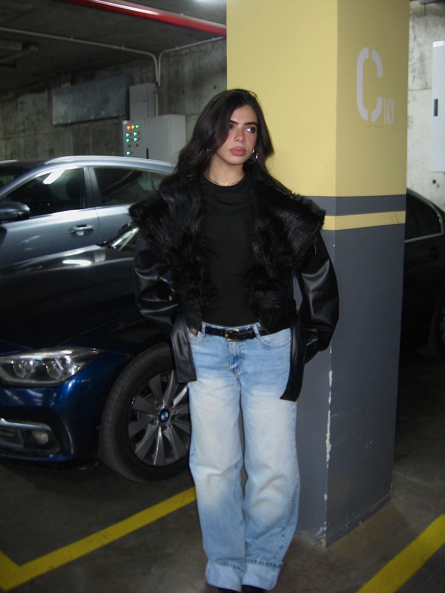 MaoMi’s double face leather jacket(Black)