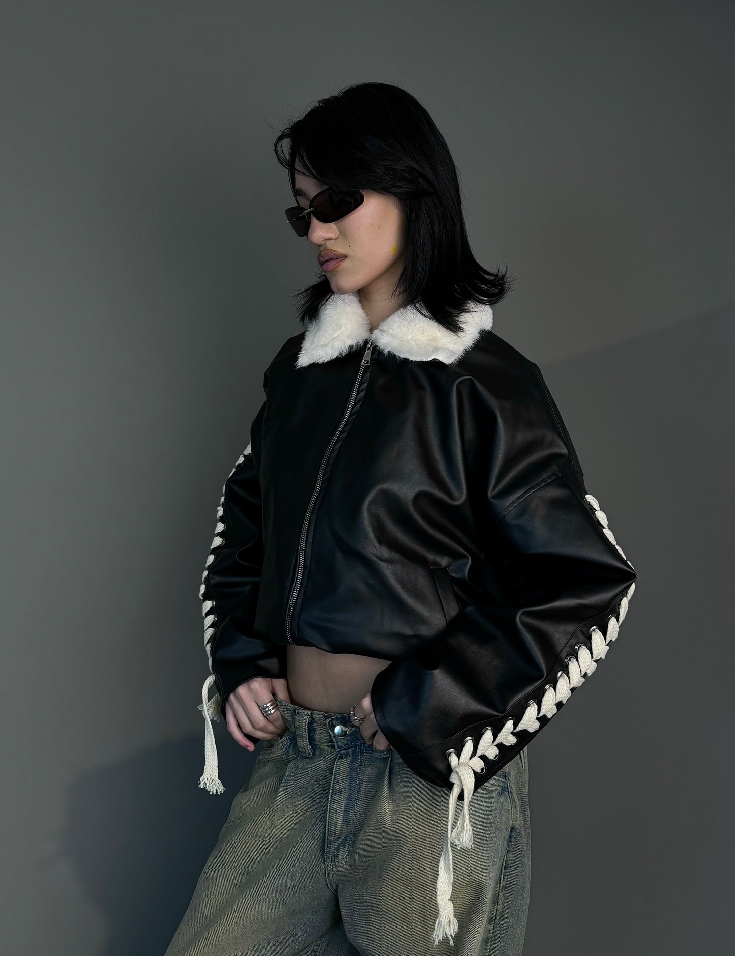 The leather x fur rider jacket.