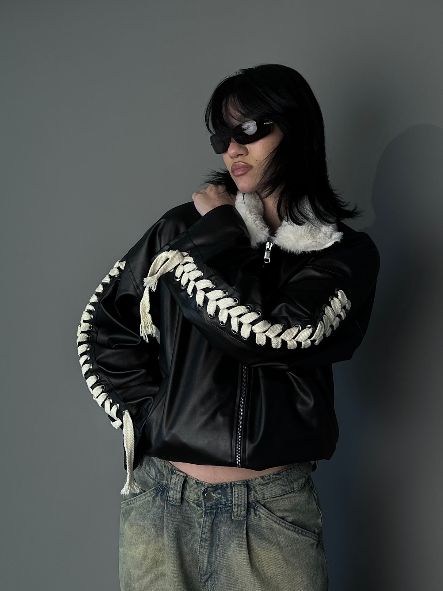 The leather x fur rider jacket.