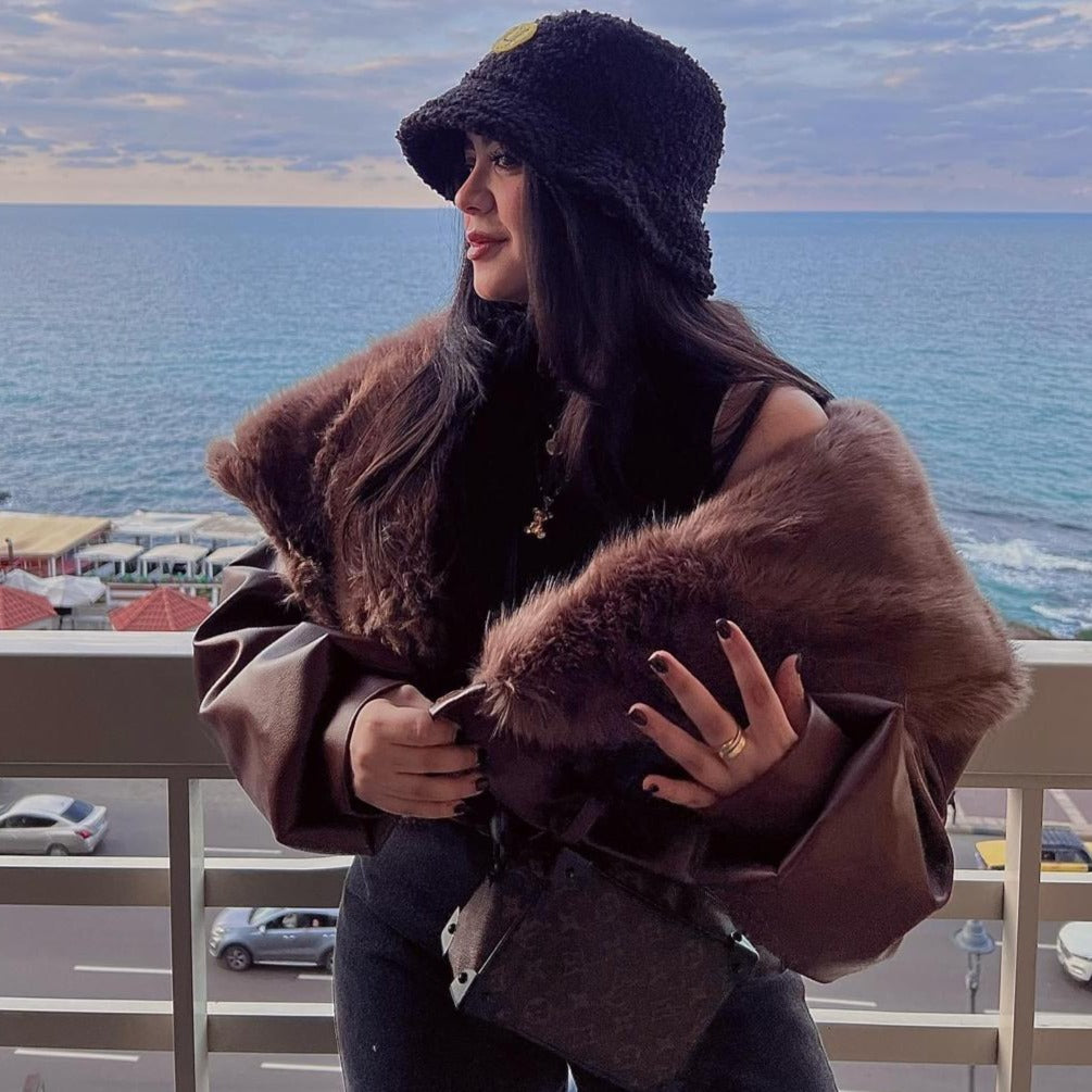 MaoMi’s double face leather jacket(Brown)