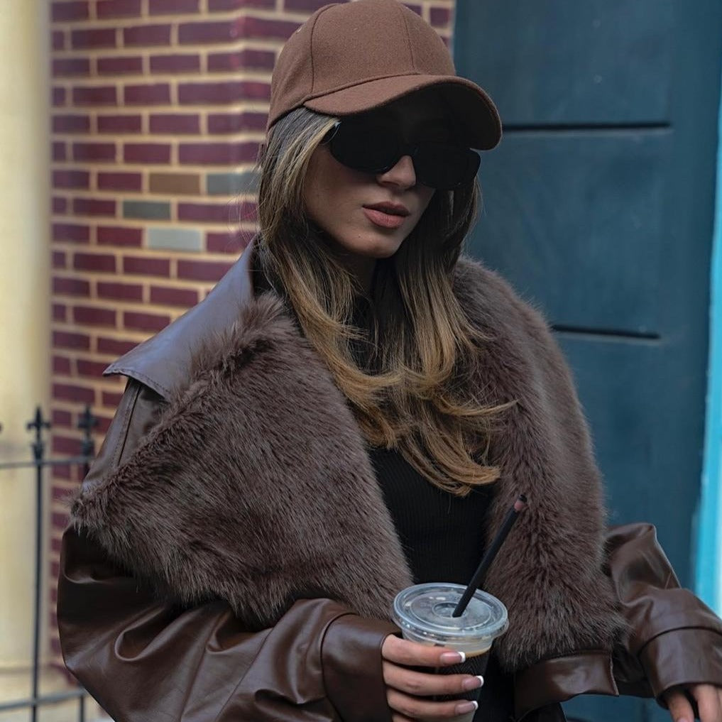 MaoMi’s double face leather jacket(Brown)