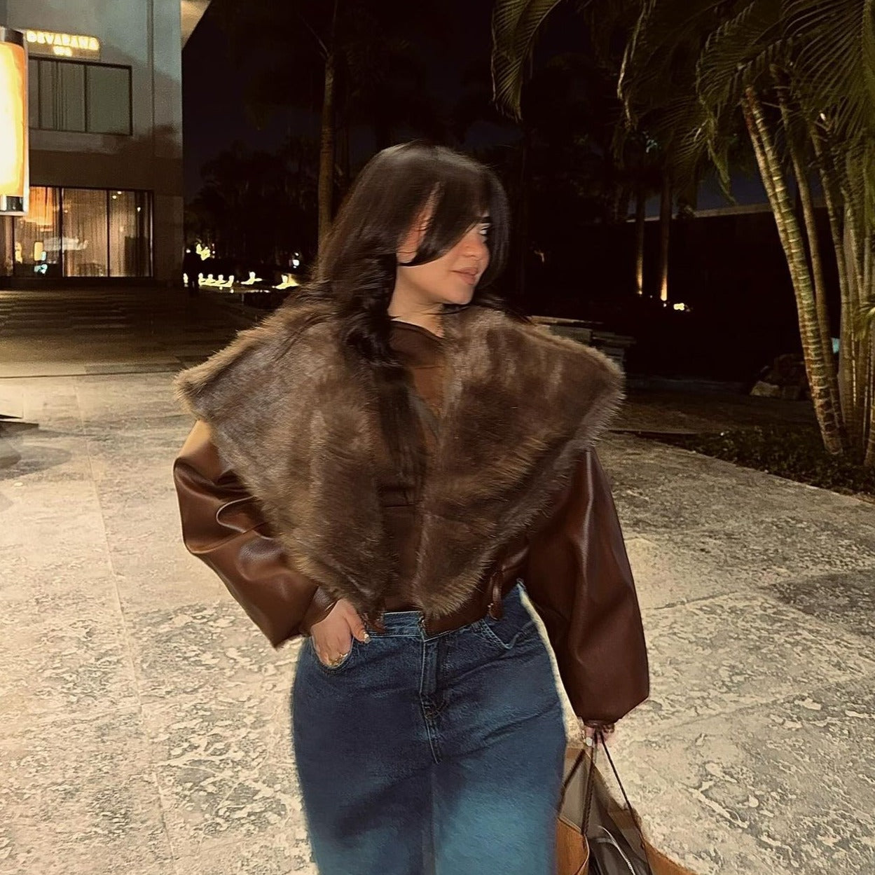MaoMi’s double face leather jacket(Brown)