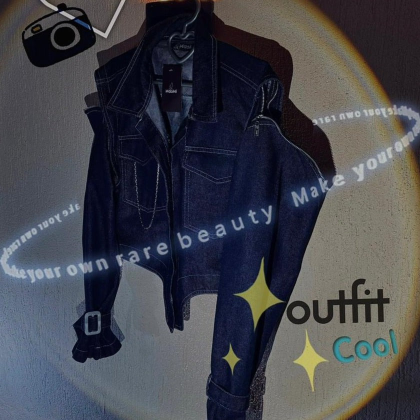 3 IN 1 DENIM JACKET x silver chain